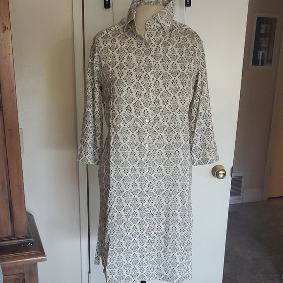 Cloth & Stone Cream Patterned Dress - Picture 1 of 10
